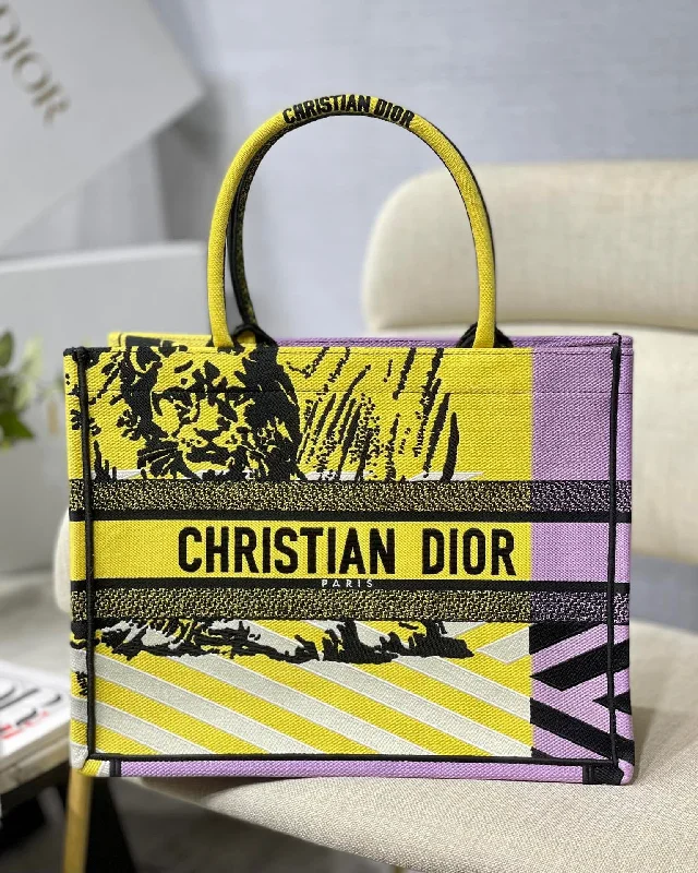 High - fashion Christian Dior bags with a geometric patternChristian Dior MeChristian Diorum Book Tote Yellow And Pink, For Women,  Handbags 14in/36cm