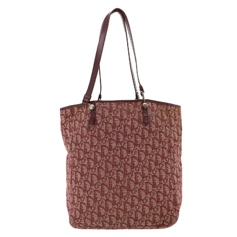 Christian Dior bags with a quilted pattern and gold - toned hardwareCHRISTIAN DIOR Trotter Canvas Tote Bag Red  tb175