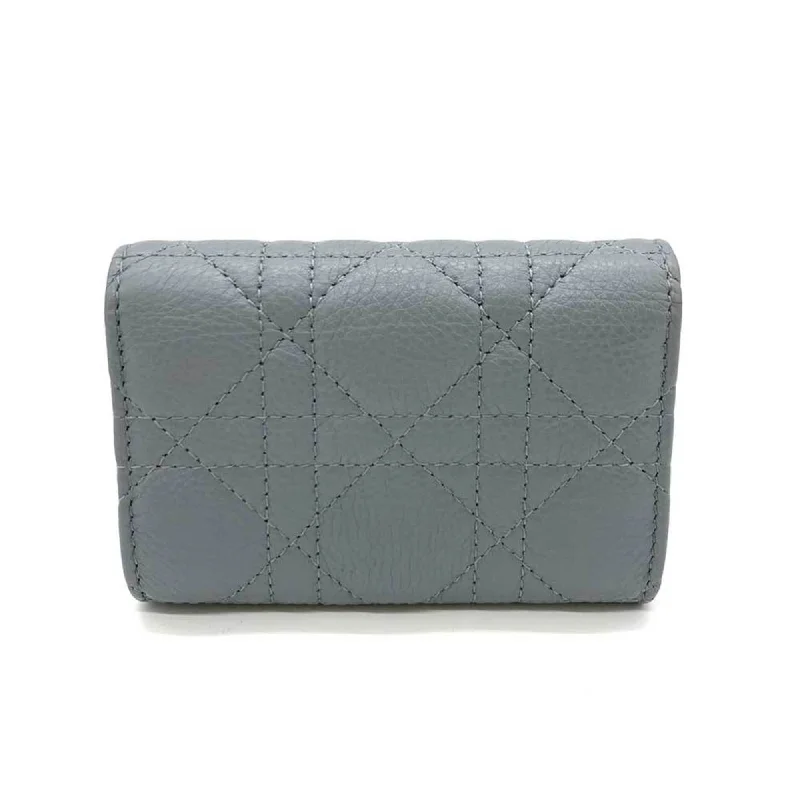 Christian Dior handbags with a snap - button closure and a decorative buckleCHRISTIAN DIOR Wallet Caro Cannage XS Coin Case Purse Cloud Blue Bifold CD Ladies Calfskin Leather S5132UWHC ChristianDior