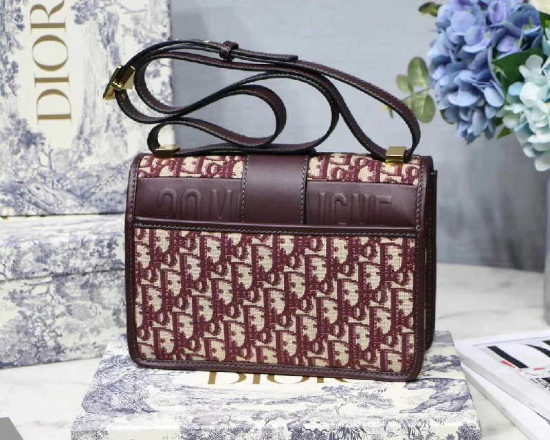 Christian Dior bags with a zip - top closure and multiple compartmentsDior 30 Montaigne Bag In Burgundy Oblique Jacquard Canvas