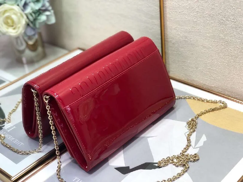 Luxury Christian Dior crossbody bags with a chain - link strapDior 30 Montaigne Wallet On Chain In Red Patent Calfskin