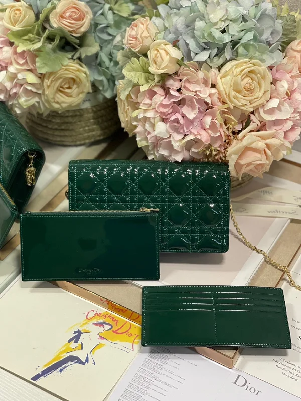 Christian Dior handbags with a snap - button closure and a decorative buckleChristian Dior Lady Pouch Green Handbags