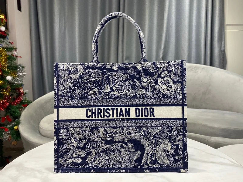 Christian Dior handbags with a removable shoulder strap for versatilityChristian Dior Large Book Tote Blue Multicolor Handbags