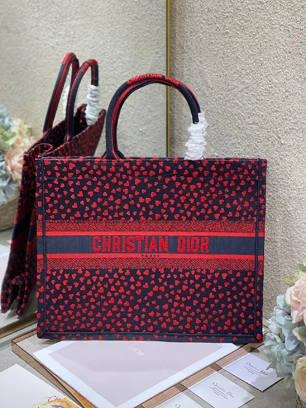 High - fashion Christian Dior bags with a geometric patternChristian Dior Large Book Tote Crimson Multicolor Handbags