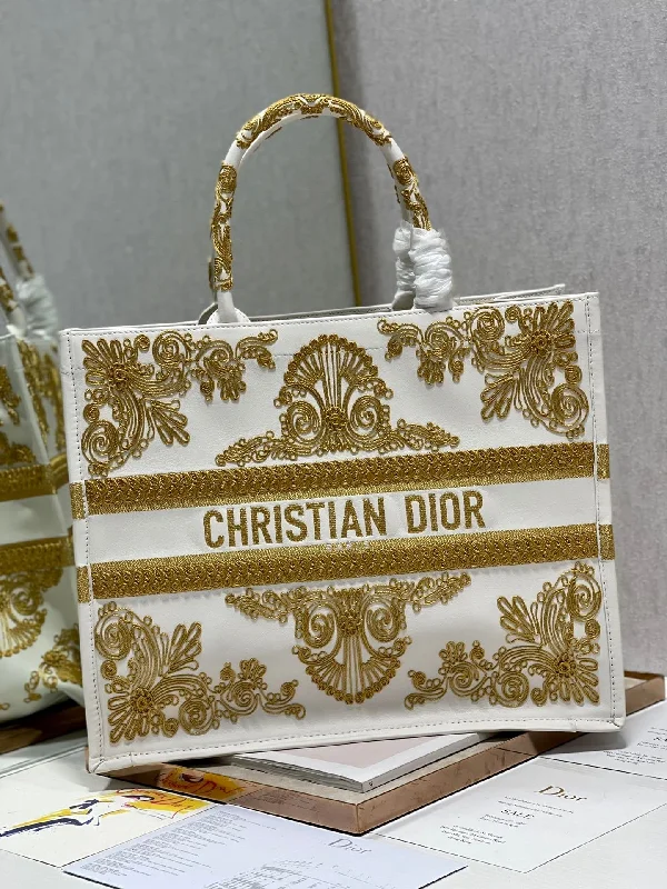 Christian Dior tote bags with a double - handle and shoulder - strap optionChristian Dior Large Book Tote Gold