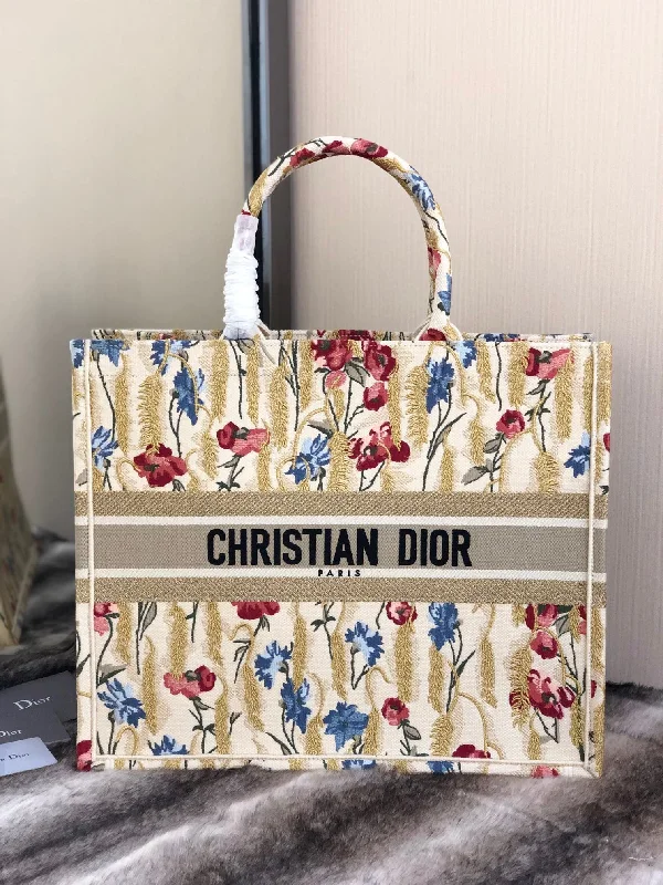 Christian Dior tote bags with a printed Dior logo on the frontChristian Dior Large Book Tote White