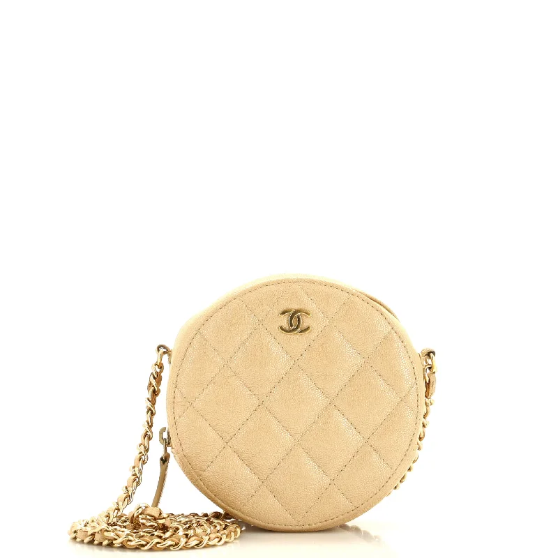 Stylish Christian Dior shoulder bags with a tassel - adorned zipperRound Clutch with Chain Quilted Iridescent Caviar Mini